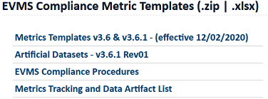 EVMS Compliance Metric Templates