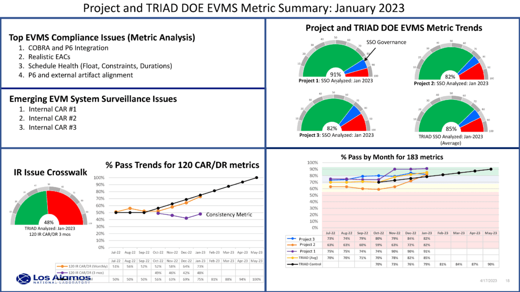 Figure 1: Example of the Summary Level Compliance Metrics Across Projects